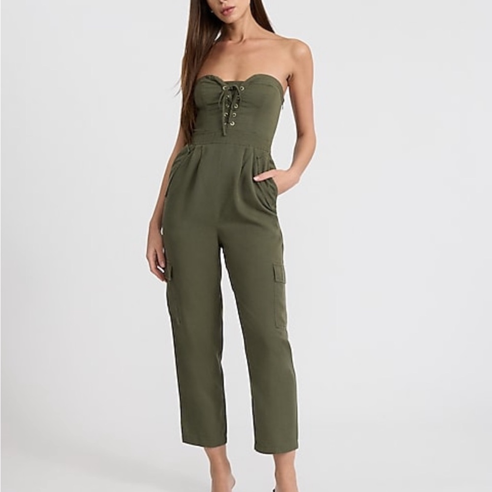 Olive Strapless Jumpsuit from Express
